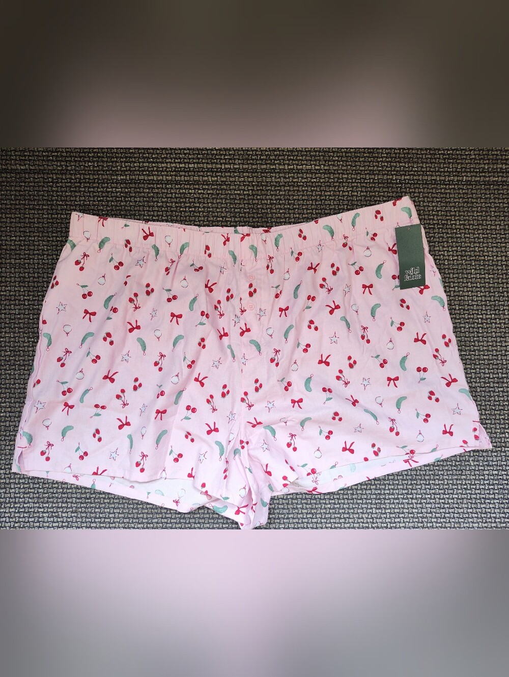 Wild Fable 2X Pink Cherry-Print Cotton Sleep Shorts